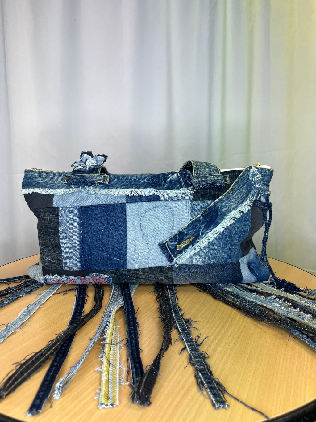 Sac à Main Patchwork Denim à Franges