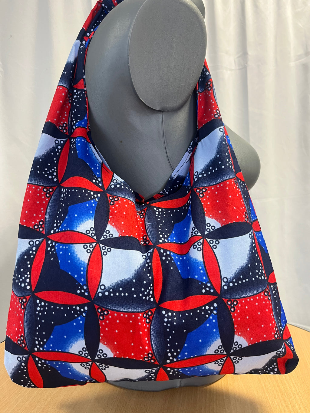 Sac Hobo en Wax bleu/rouge