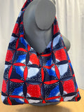 Sac Hobo en Wax bleu/rouge