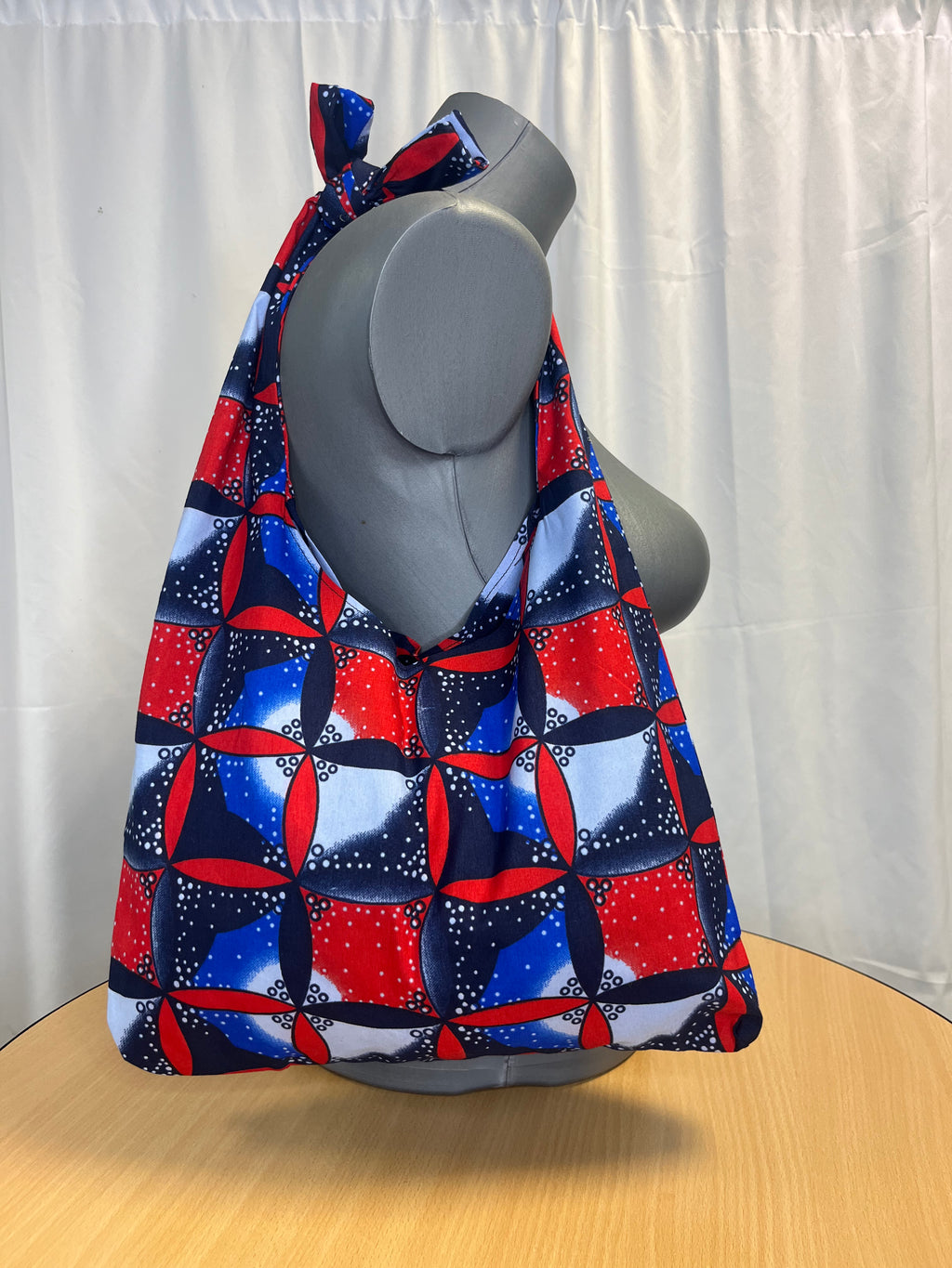 Sac Hobo en Wax bleu/rouge