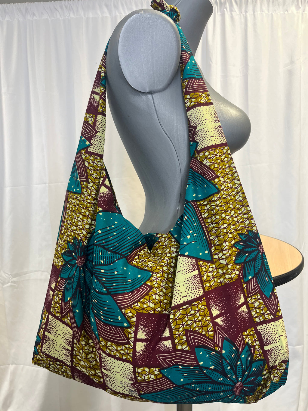 Sac Hobo en Wax vert/jaune