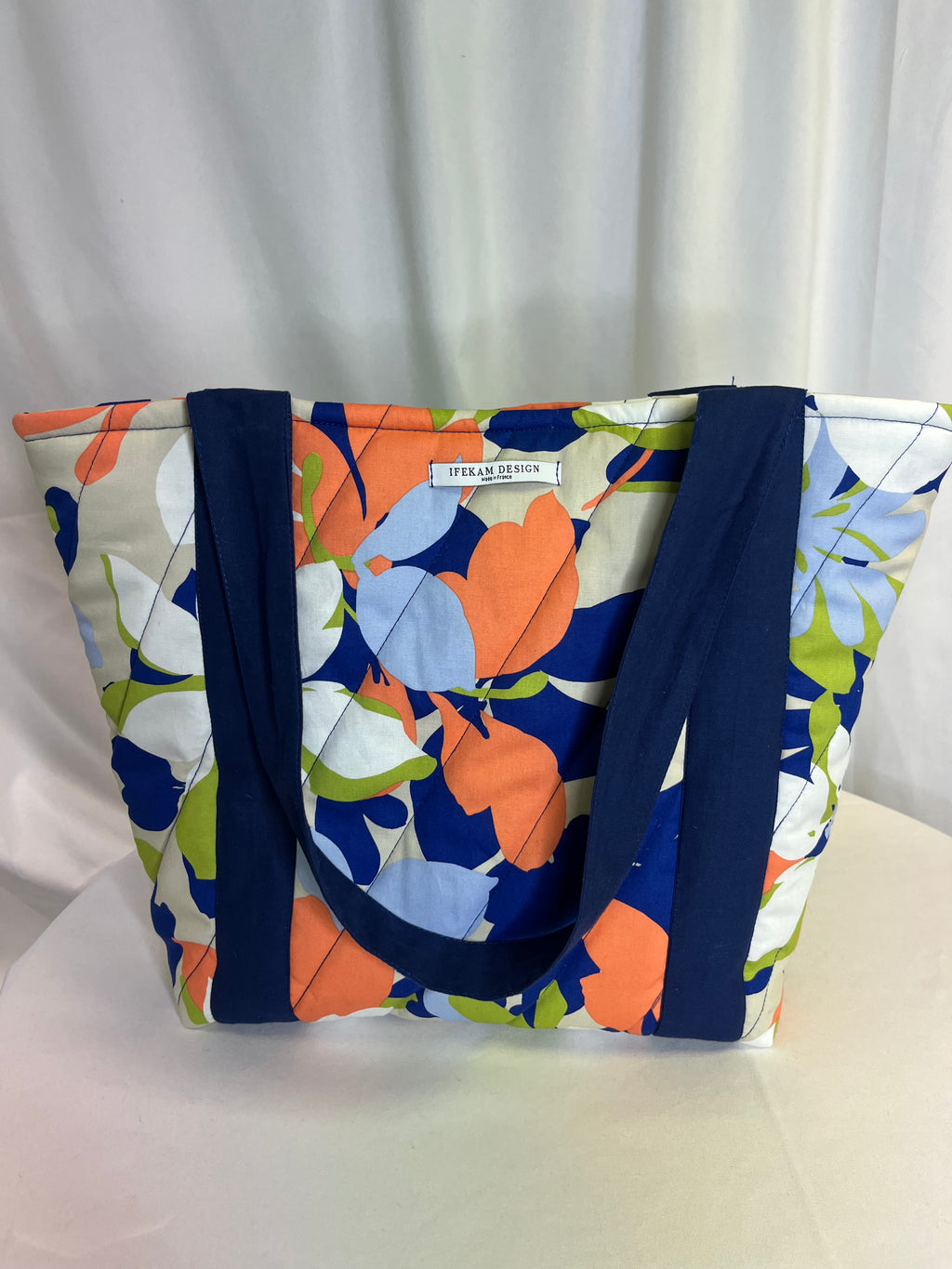 Sac cabas fleuri matelassé
