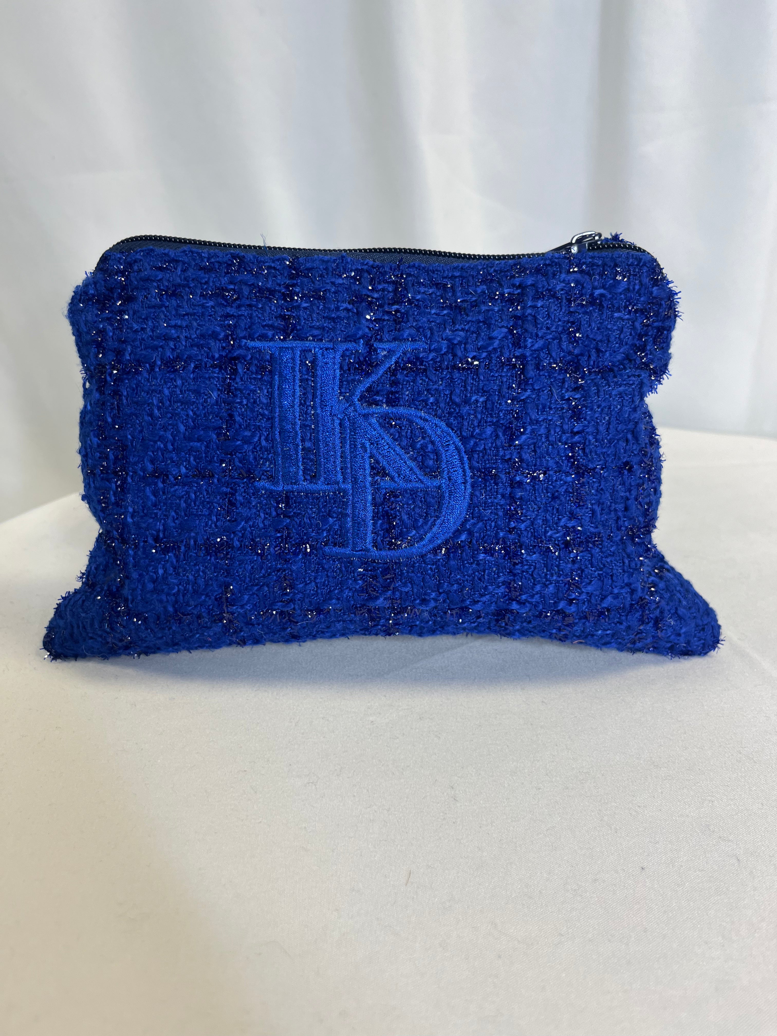 Petite pochette tweed bleu