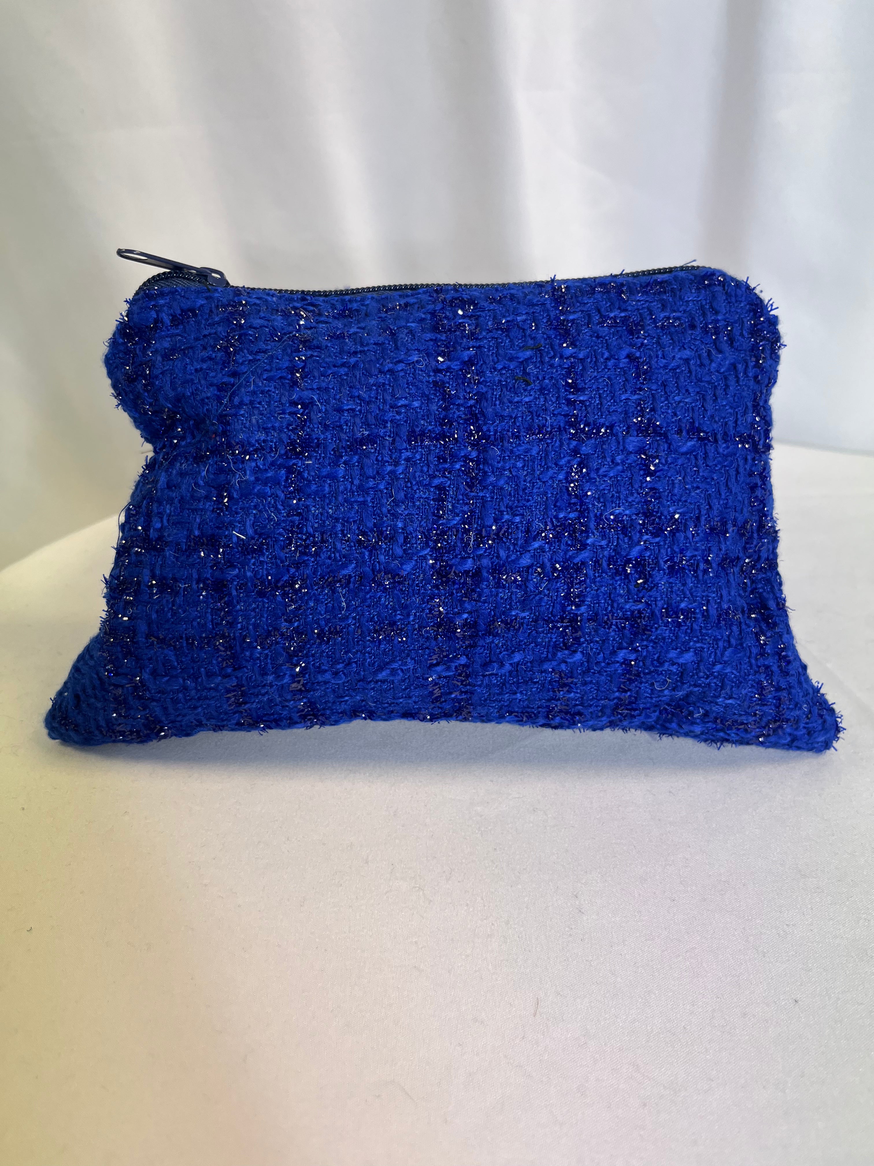 Petite pochette tweed bleu