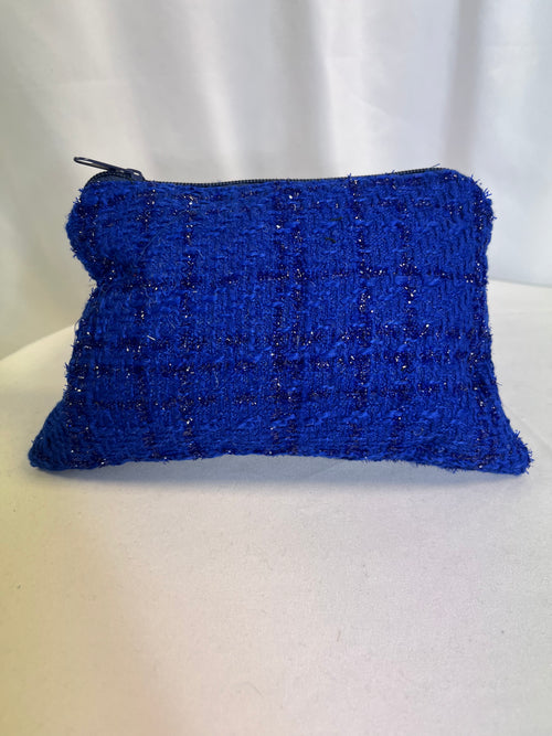 Petite pochette tweed bleu