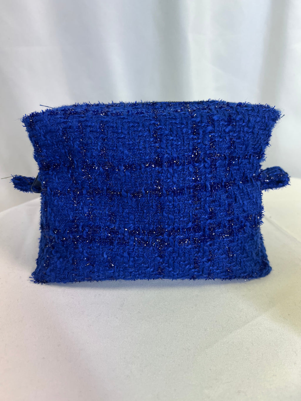 pochette maquillage tweed bleu