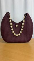 Sac à main bordeaux avec anse perles