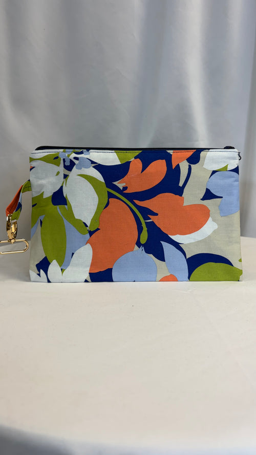 Grande pochette plate fleurie colorée