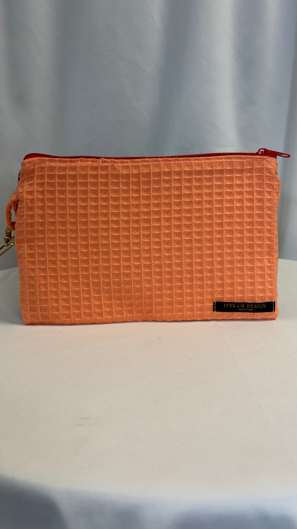 Grande Pochette nid d’abeille uni papaye