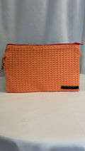 Grande Pochette nid d’abeille uni papaye