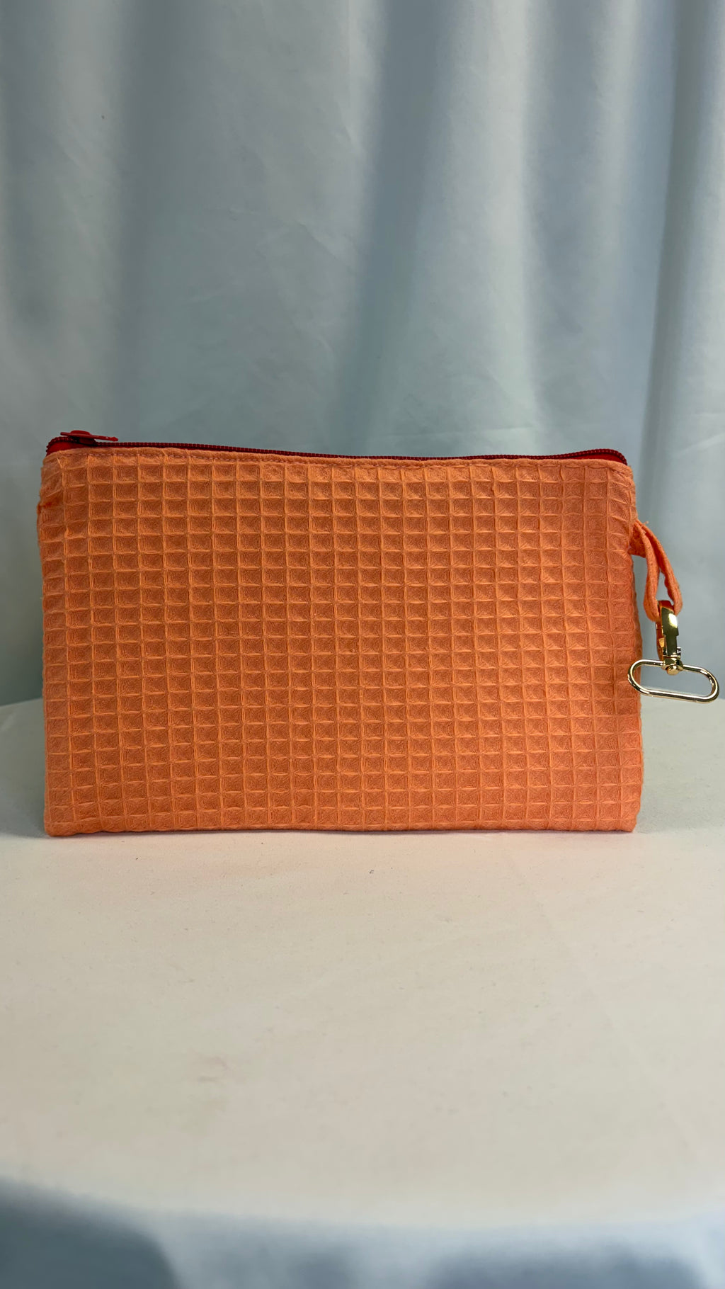 Grande Pochette nid d’abeille uni papaye