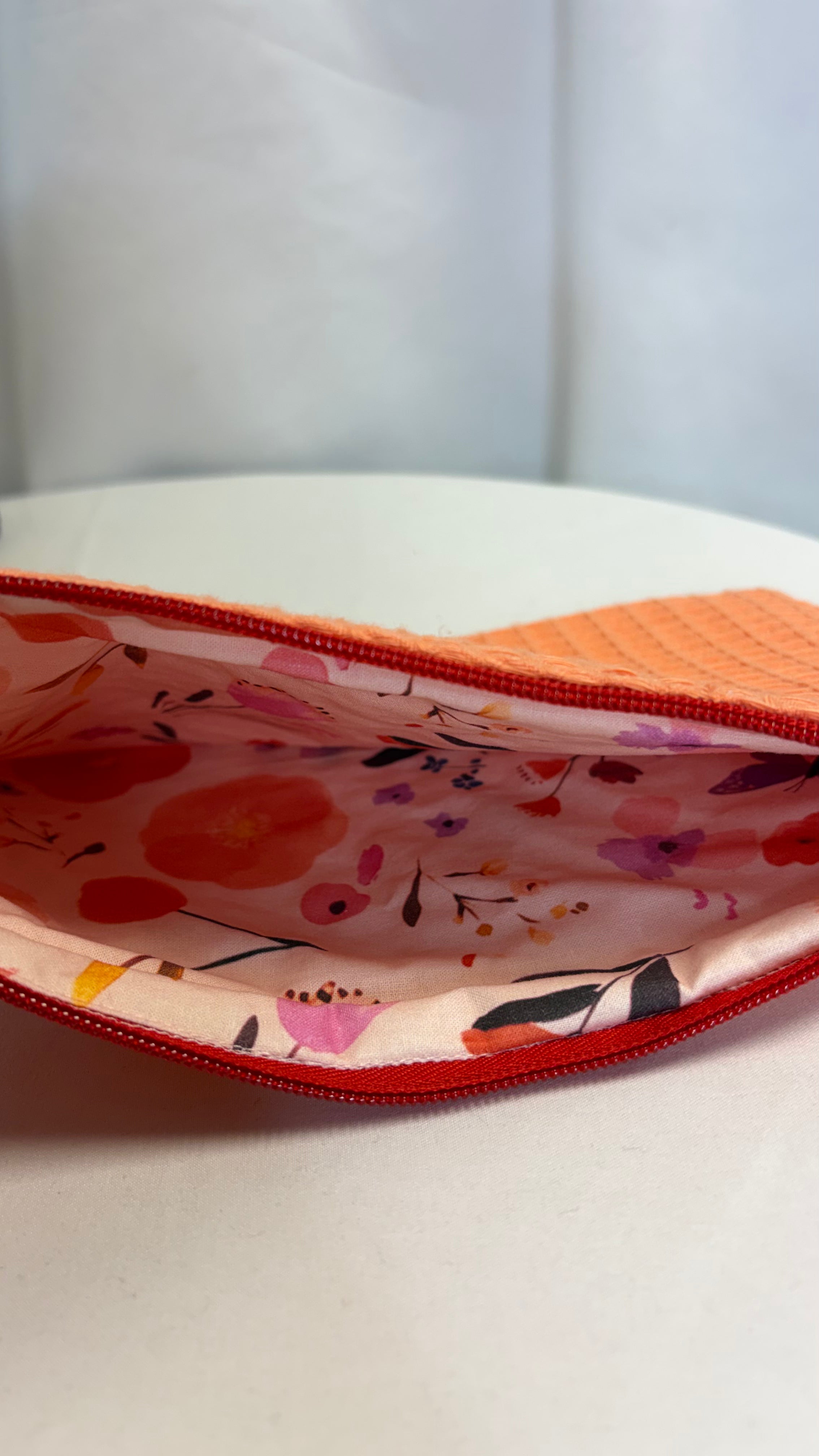 Grande Pochette nid d’abeille uni papaye