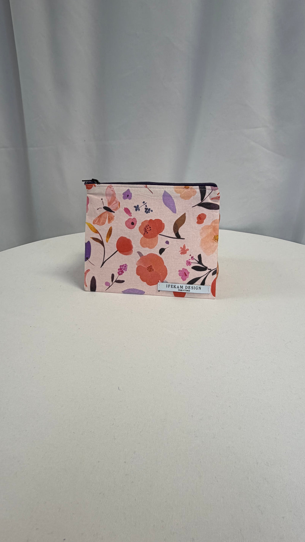 Moyenne Pochette plate pèche fleurie