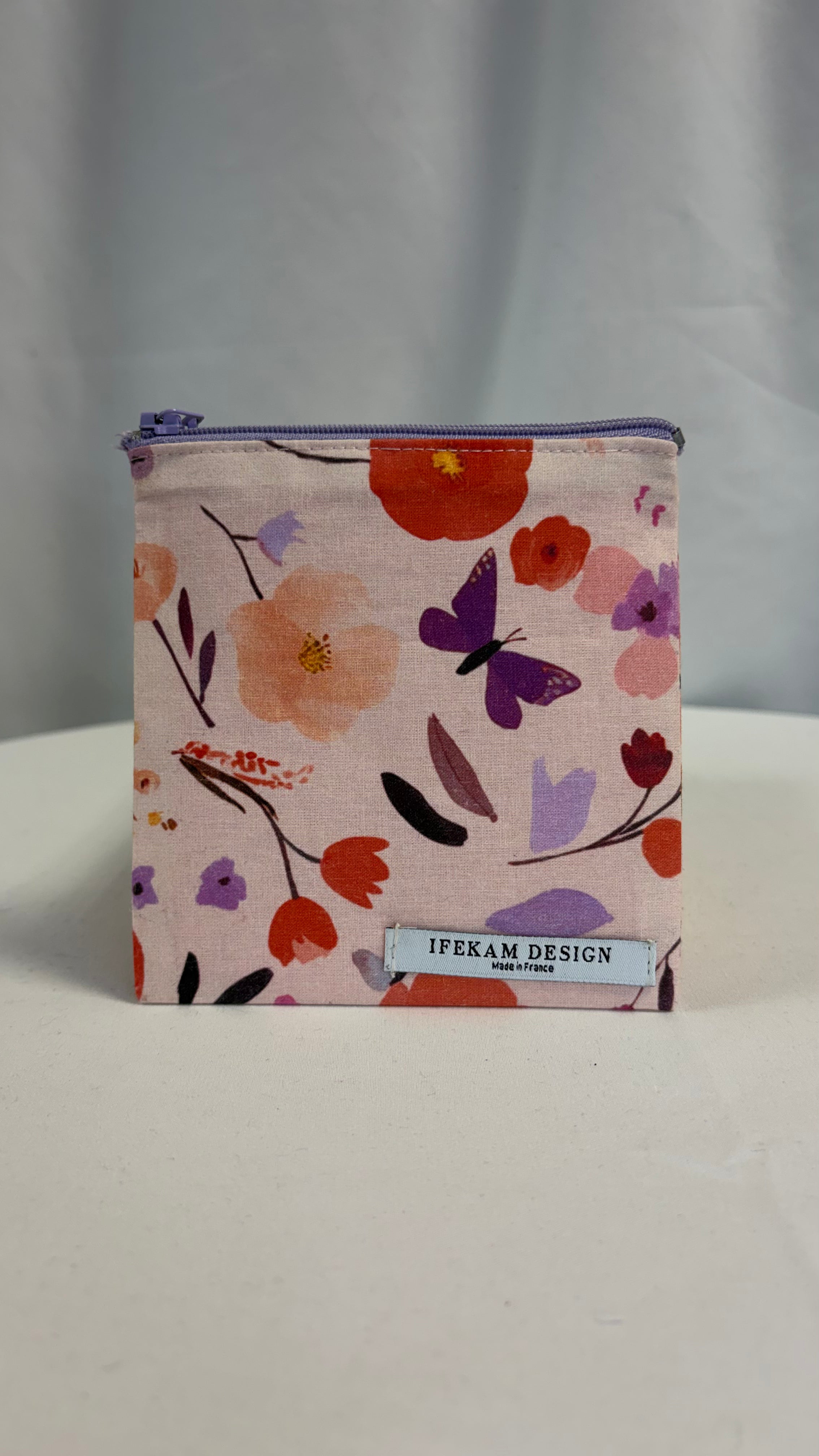 petite Pochette plate pèche fleurie