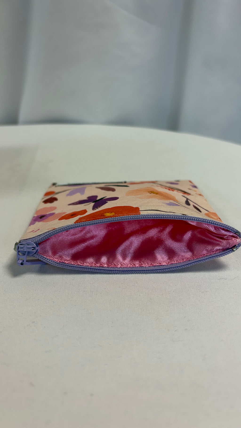 petite Pochette plate pèche fleurie