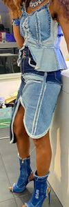 Distressed 4blue jeans skirt