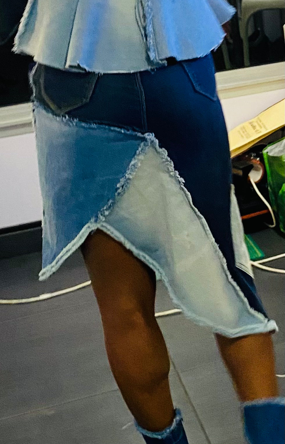 Distressed 4blue jeans skirt